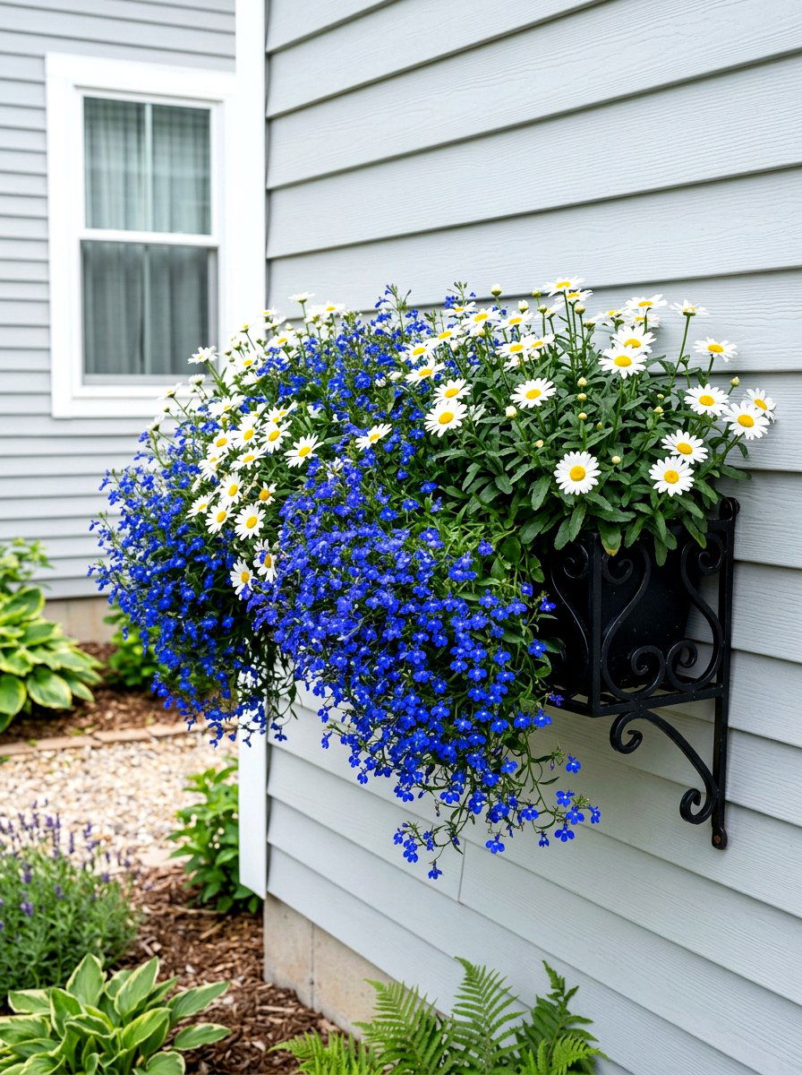 Blue Lobelia Box - 25 Spring Window Box Planter Ideas