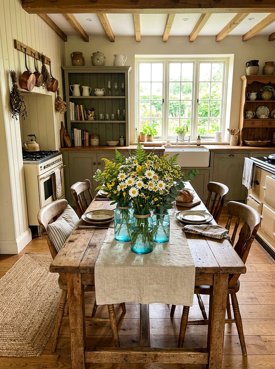 Blue Mason Jar Flowers - 25 Spring Centerpiece Ideas