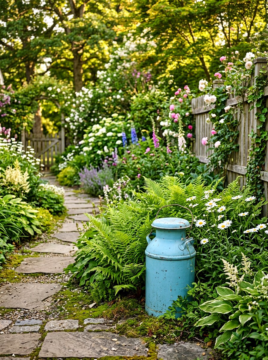 Blue Milk Can Outdoor Garden - 25 Spring Milk Can Decor Ideas