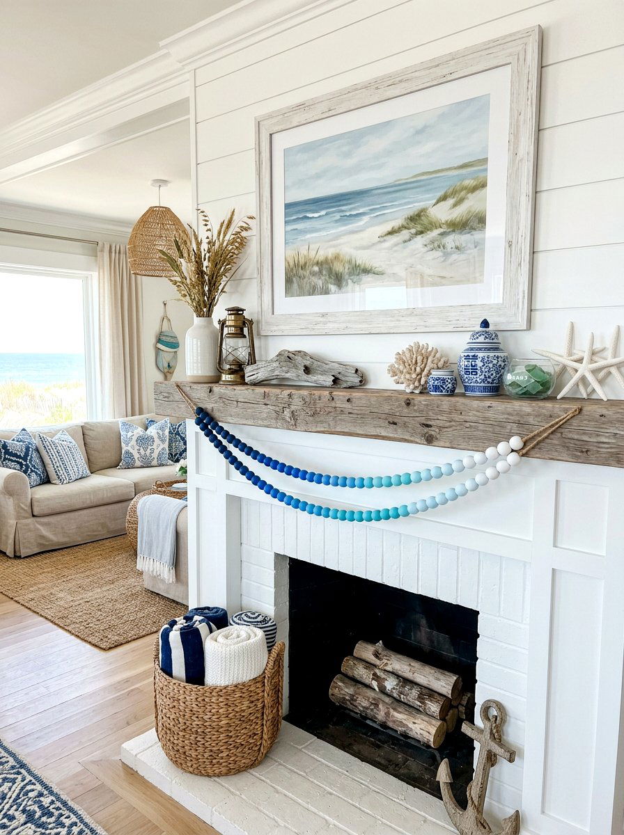 Blue Ombre Wood Bead Garland - 25 Spring Bead Garland Ideas