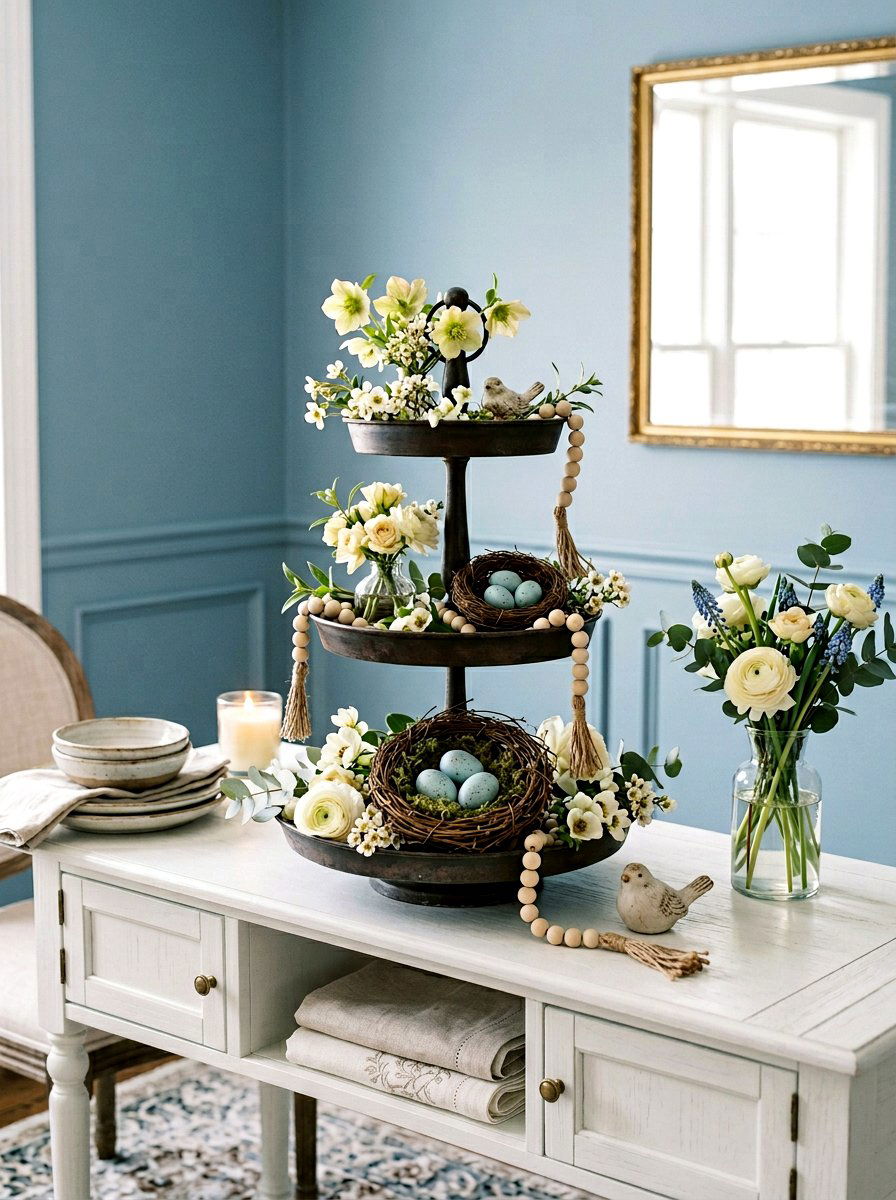 Blue Robin Egg - 25 Spring Tiered Tray Decor Ideas