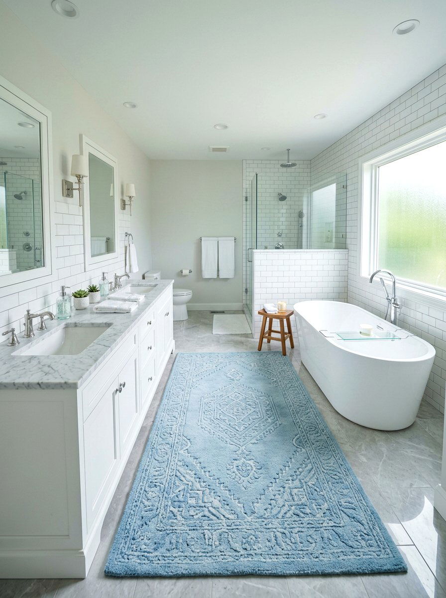 Blue Rug Bathroom - 25 Spring Rug Ideas