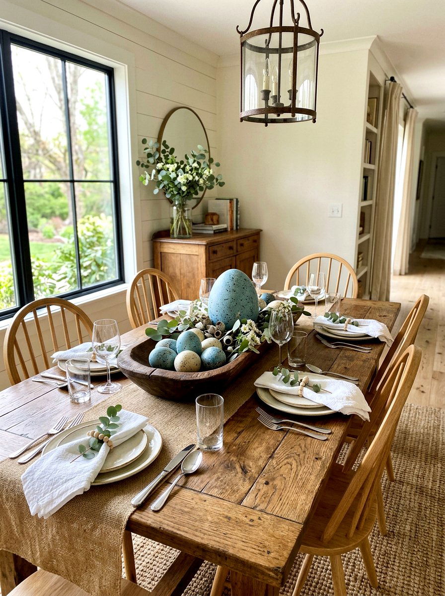 Blue Speckled Egg Centerpiece - 25 Spring Speckled Egg Ideas