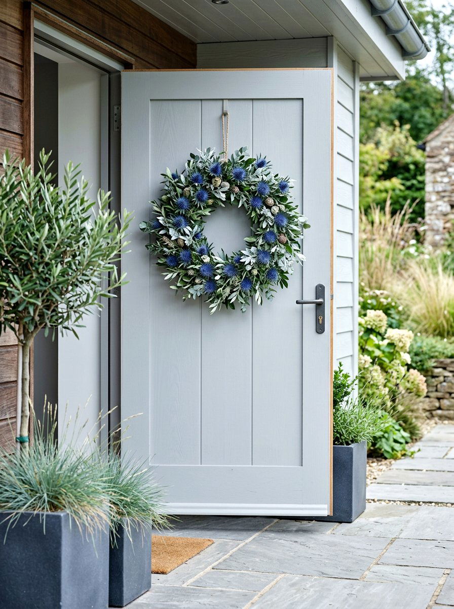 Blue Thistle Wreath - 25 Spring Wreath Ideas for Front Door