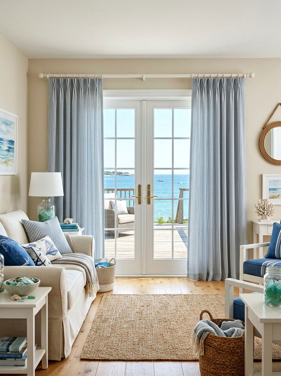 Blue Ticking Stripe - 25 Spring French Door Decor Ideas