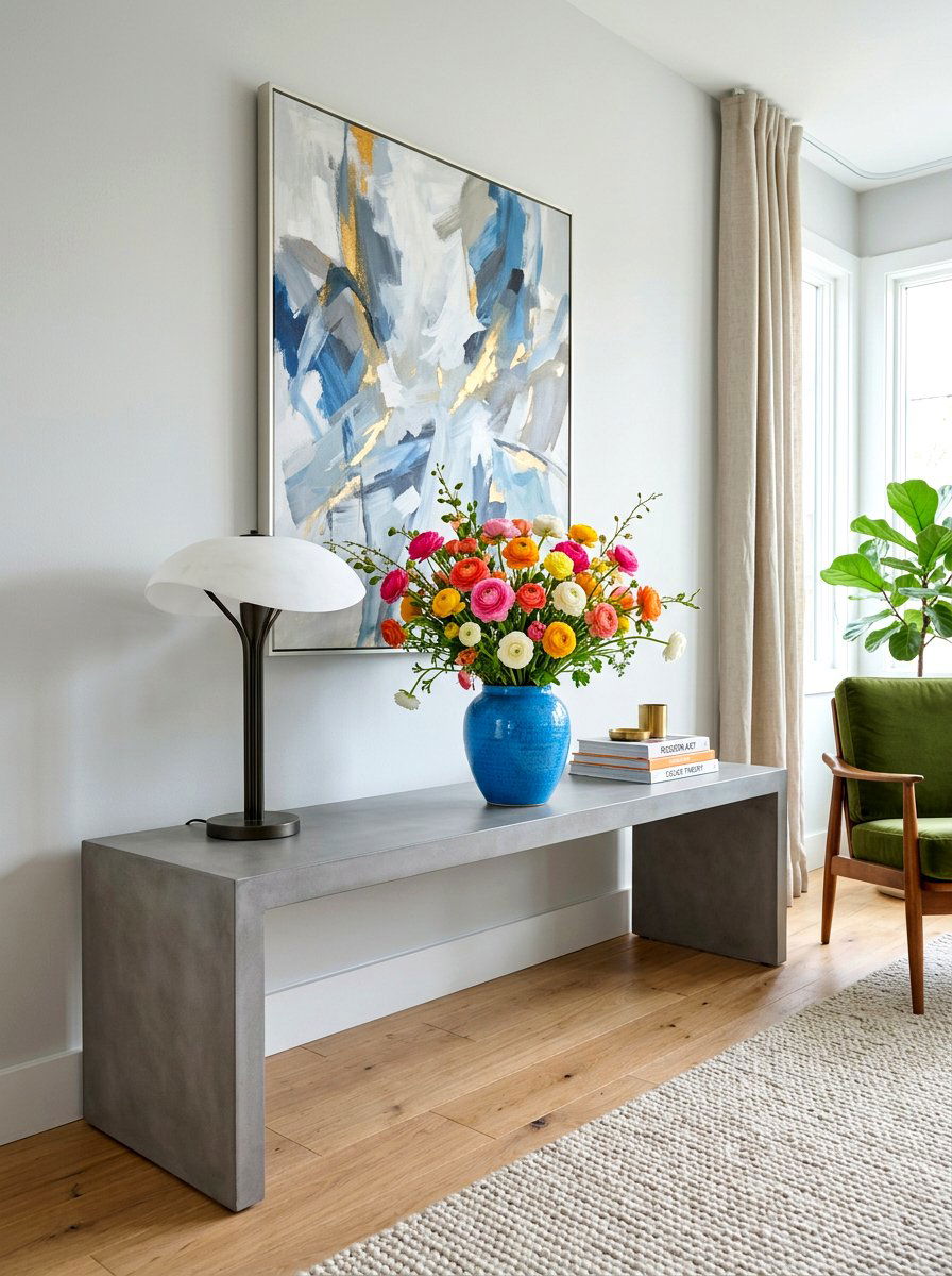 Blue Vase Ranunculus Contrast - 25 Spring Ranunculus Arrangement Ideas