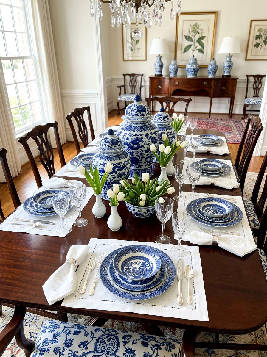 Blue White Porcelain - 25 Spring Table Decor Ideas