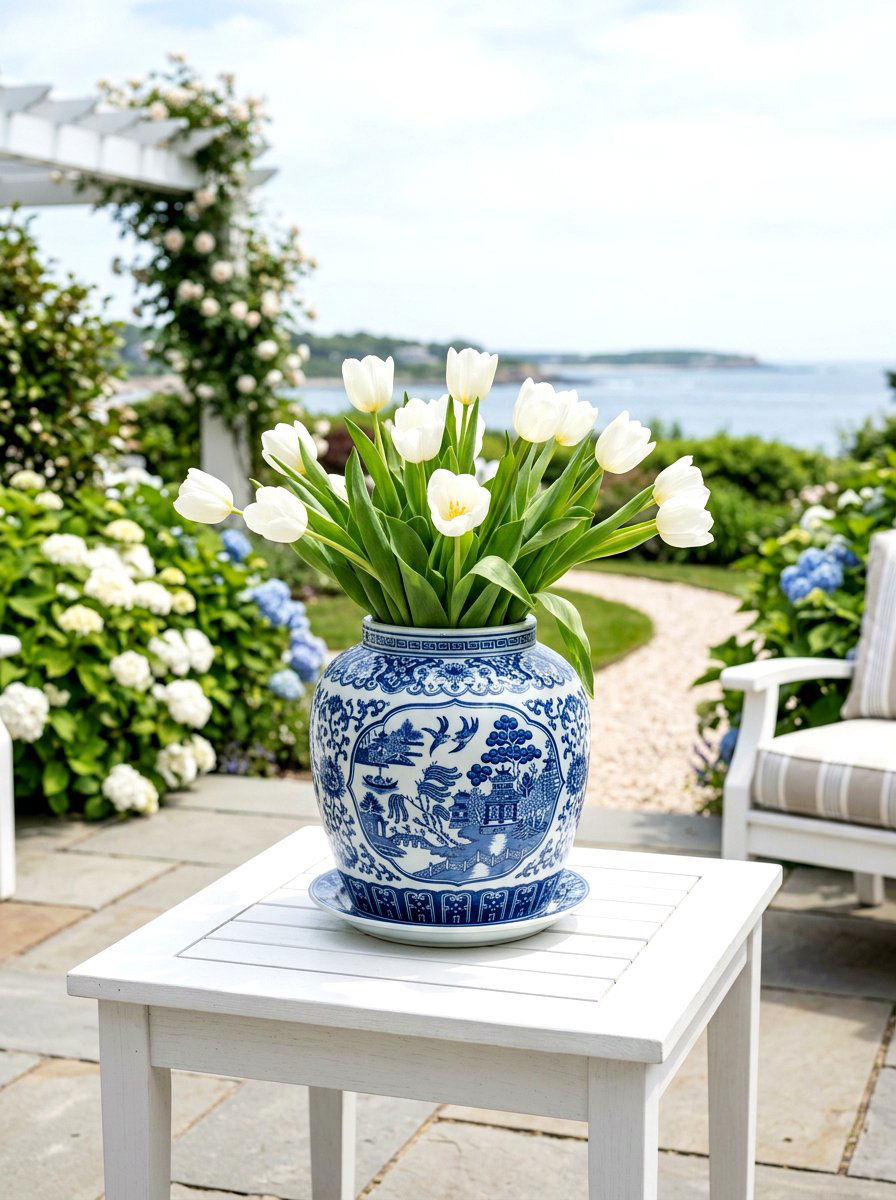Blue and White Ceramic - 25 Spring Bulb Planter Ideas
