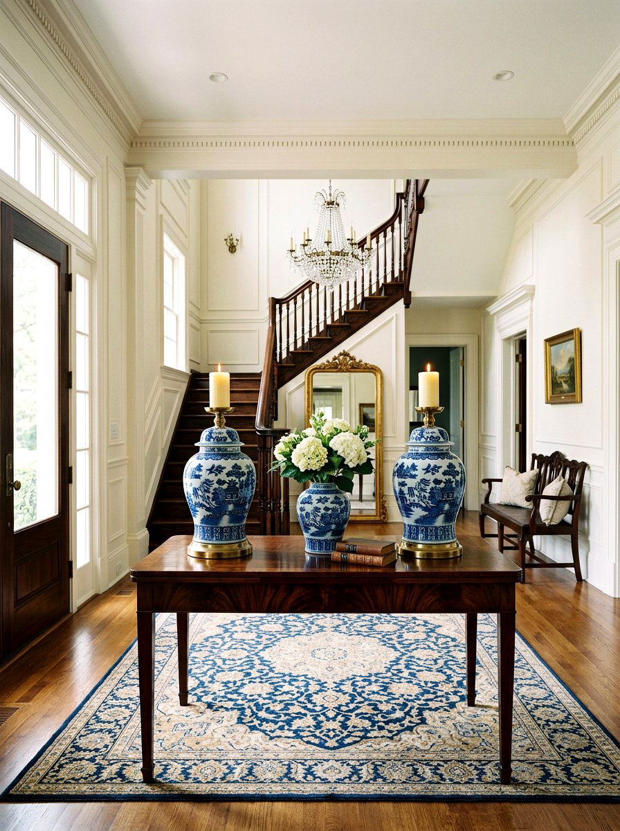 Blue and White Chinoiserie Jars - 25 Spring Candle Arrangement Ideas