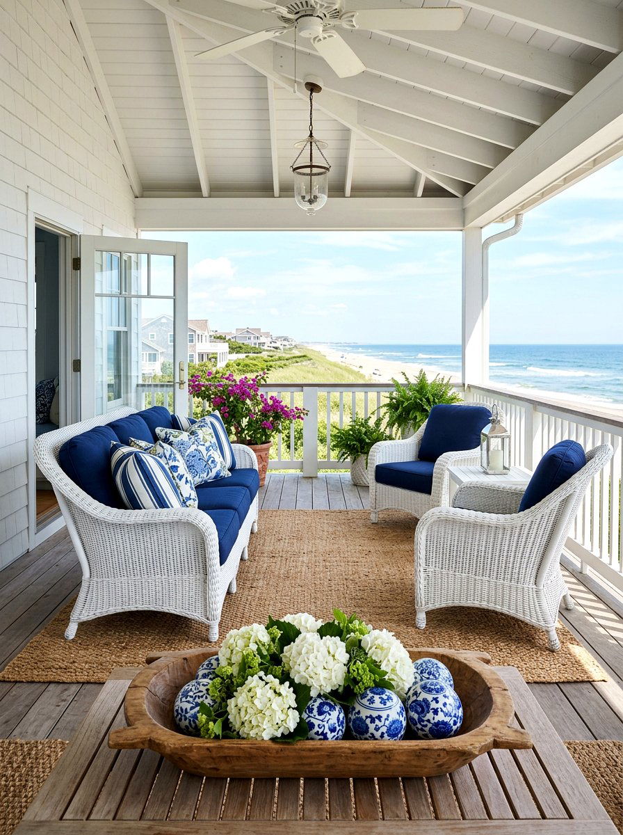 Blue and White Floral Decor - 25 Spring Dough Bowl Decor Ideas