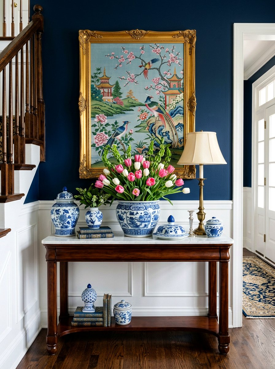 Blue and White Porcelain Flower Bowl - 25 Spring Flower Bowl Ideas