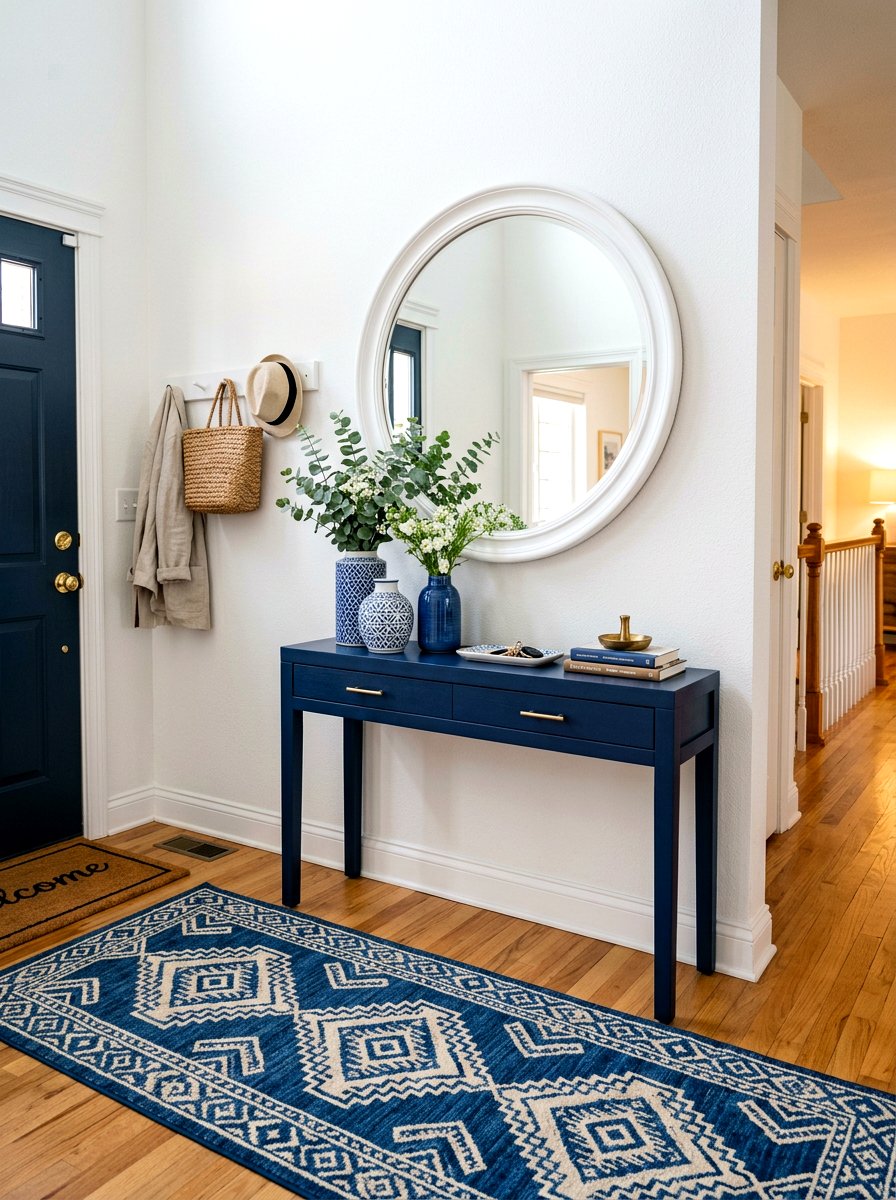 Blue and white entryway decor - 25 Spring Blue and White Decor Ideas