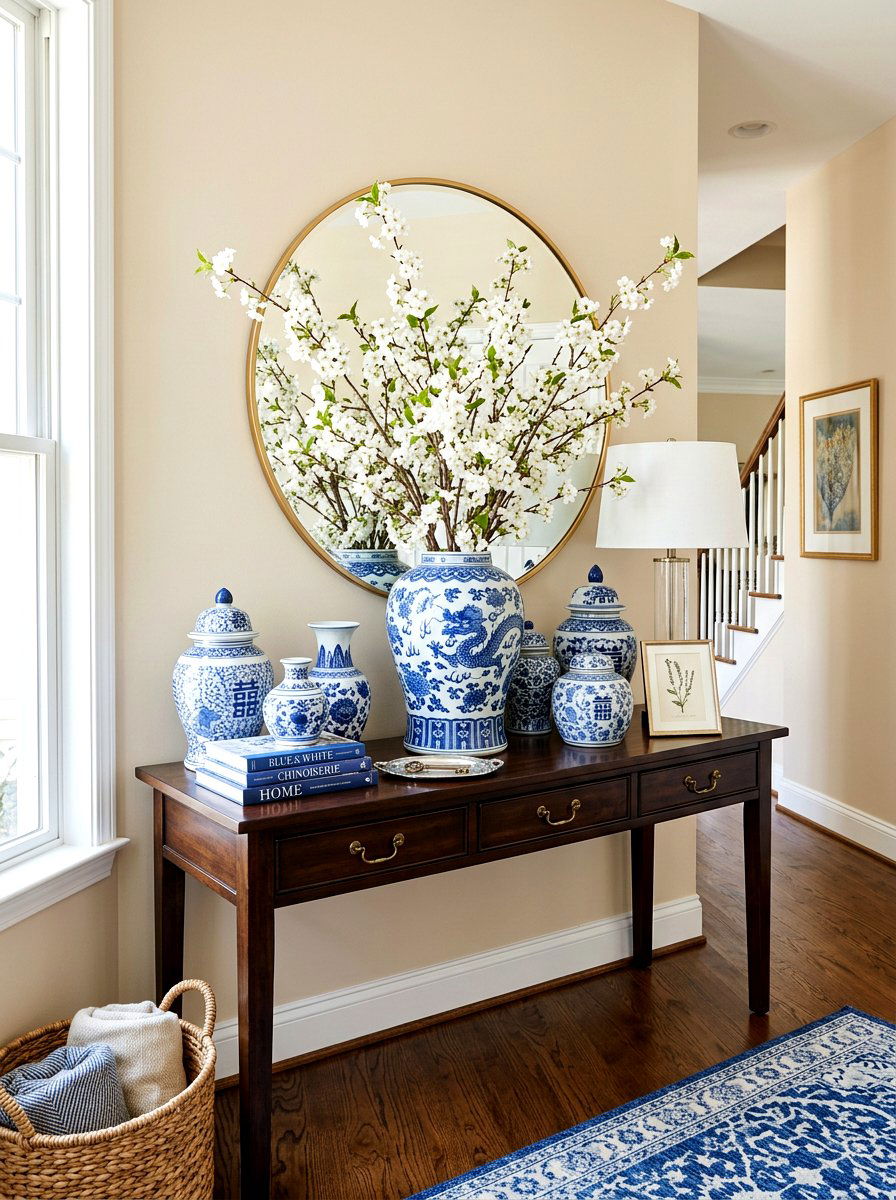 Blue and white ginger jar - 25 Spring Southern Decor Ideas