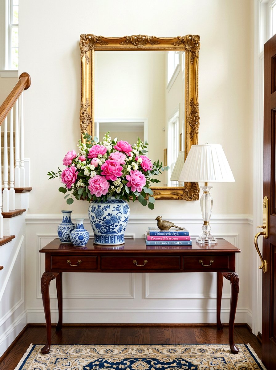 Blue and white ginger jar peony - 25 Spring Peony Centerpiece Ideas