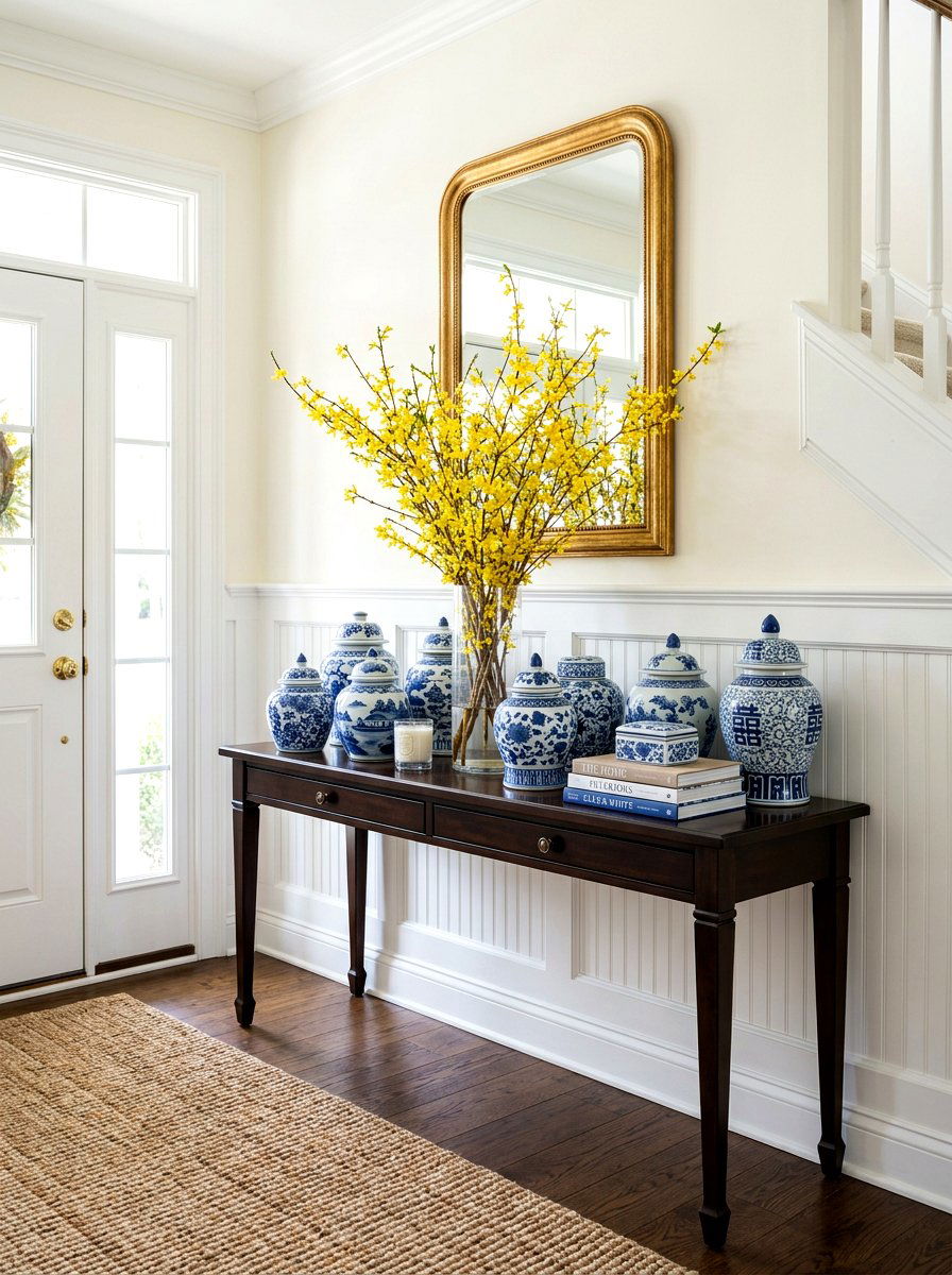 Blue and white ginger jars - 25 Spring Chinoiserie Decor Ideas