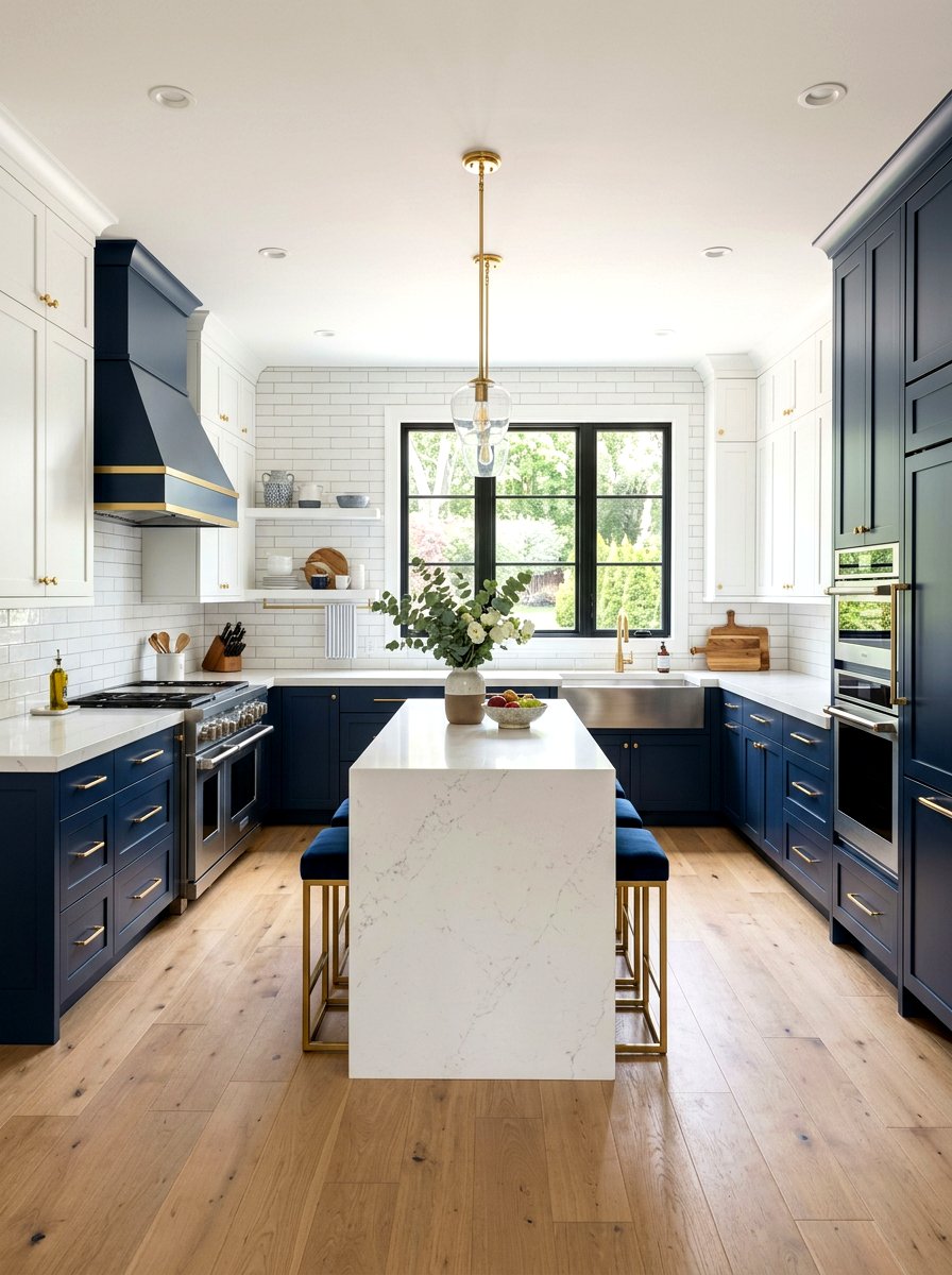 Blue and white kitchen cabinets - 25 Spring Blue and White Decor Ideas