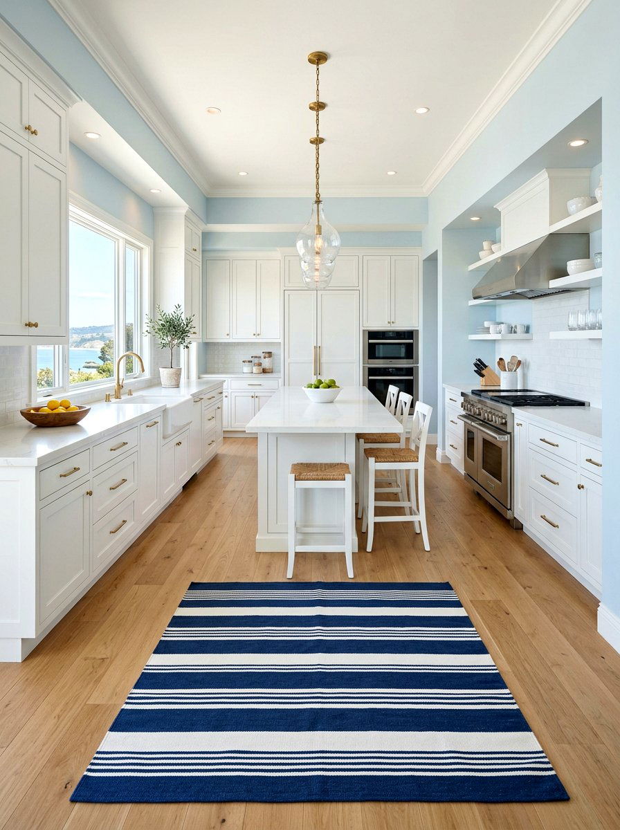 Blue and white kitchen rug - 25 Spring Kitchen Rug Ideas