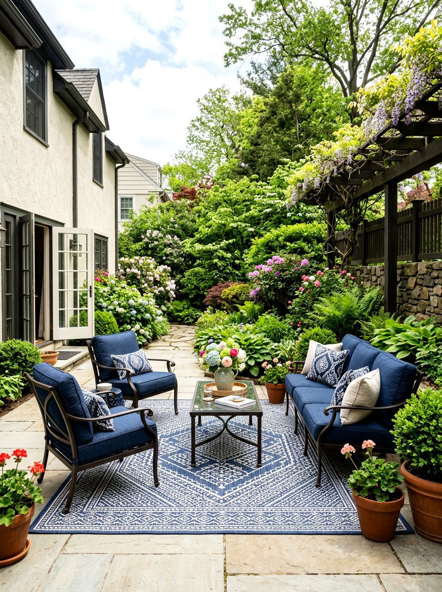 Blue and white patio furniture - 25 Spring Blue and White Decor Ideas