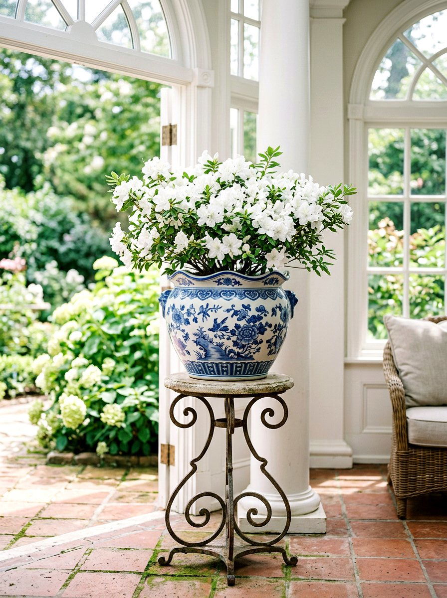 Blue and white porcelain planter - 25 Spring Planter Ideas