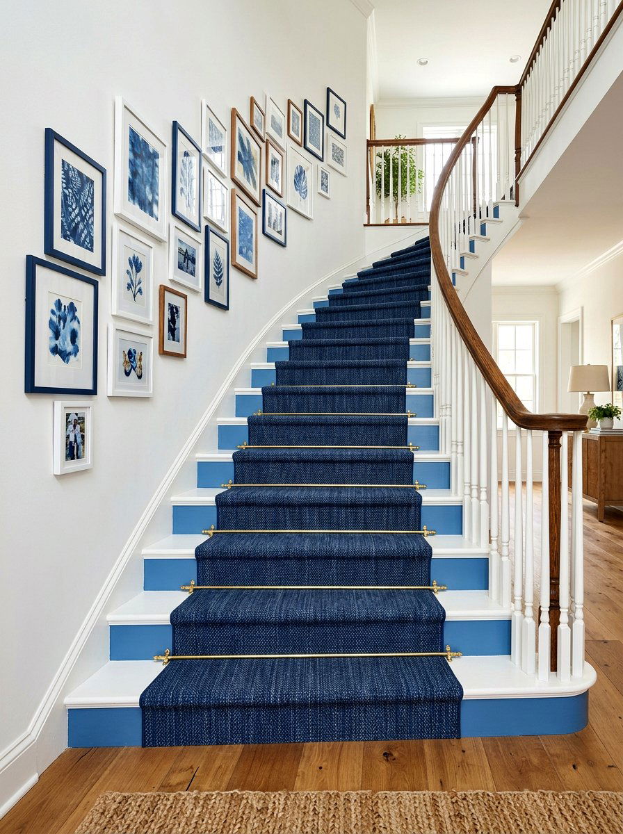 Blue and white staircase decor - 25 Spring Blue and White Decor Ideas