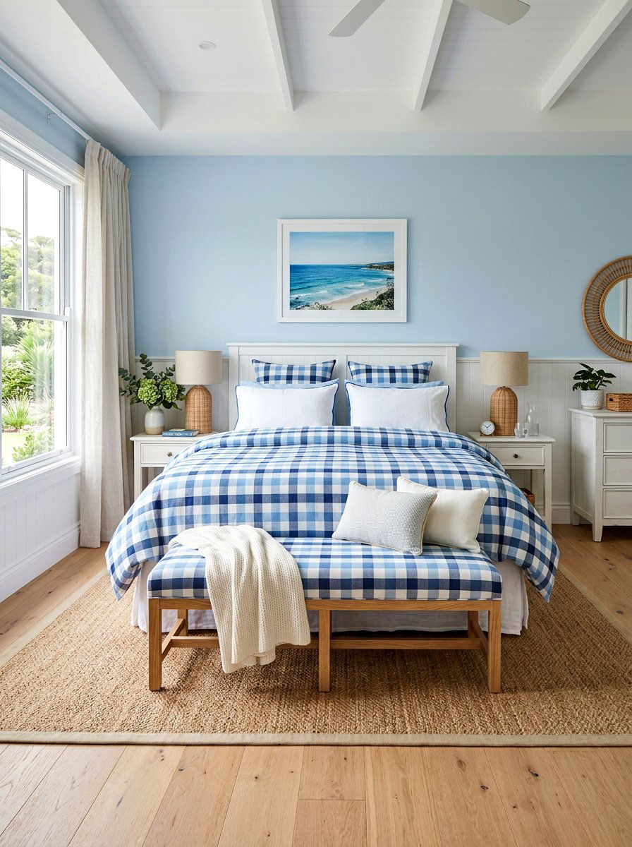 Blue gingham bedroom - 25 Spring Gingham Decor Ideas