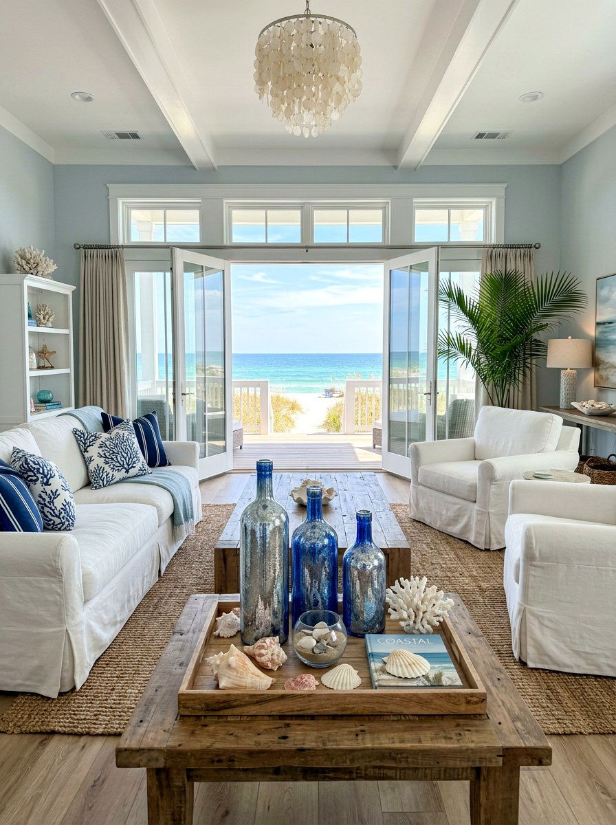 Blue mercury glass for coastal spring vibes - 25 Spring Mercury Glass Decor Ideas