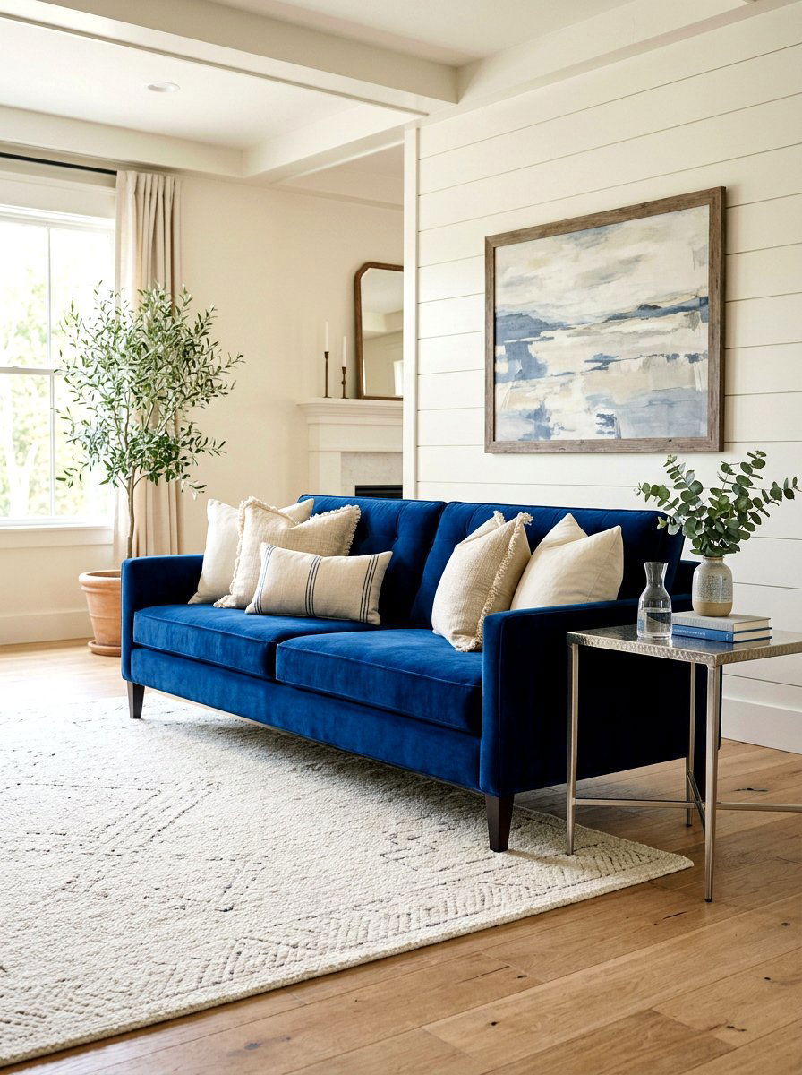 Blue velvet sofa styling - 25 Spring Sofa Styling Ideas