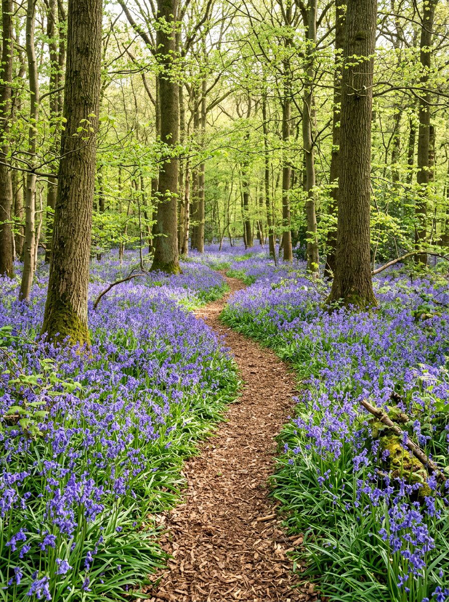 Bluebell Lined Woodland Path - 25 Spring Pathway Decor Ideas