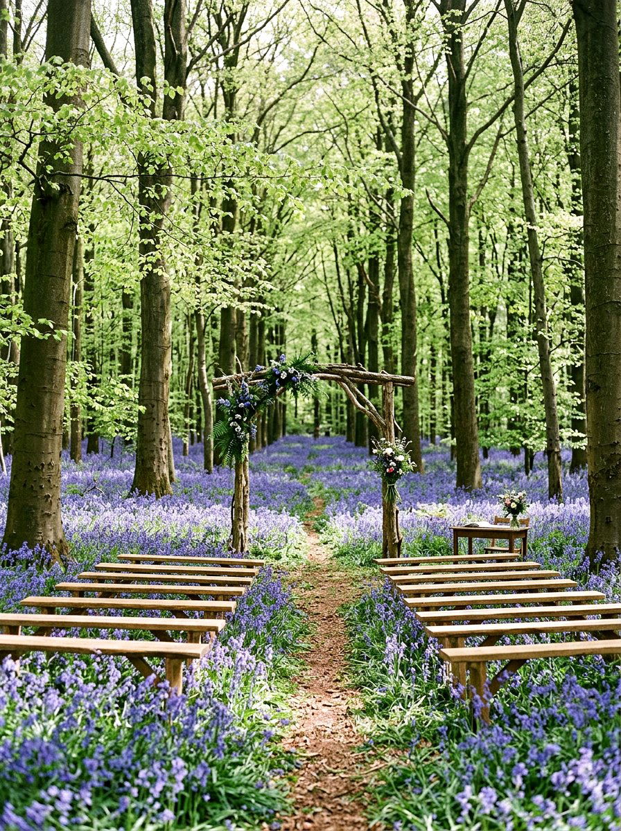 Bluebell Woodland Setting - 25 Spring Wedding Flower Ideas