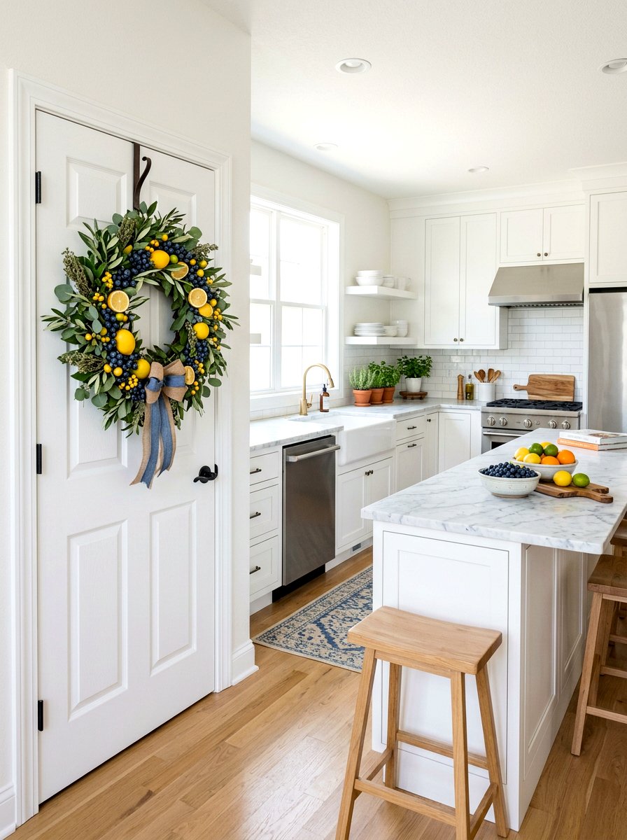 Blueberry and lemon wreath - 25 Spring Lemon Wreath Ideas