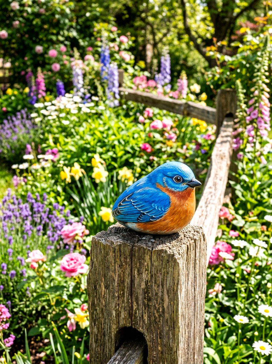 Bluebird Painted Rock - 25 Spring Painted Rock Ideas for Garden