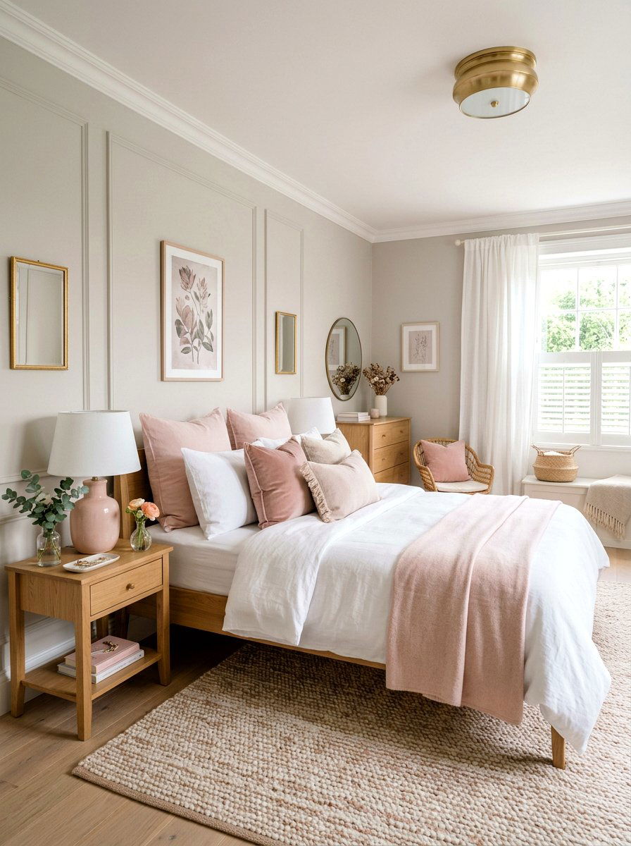 Blush Pink Bedroom - 25 Spring Bedroom Nightstand Styling Ideas