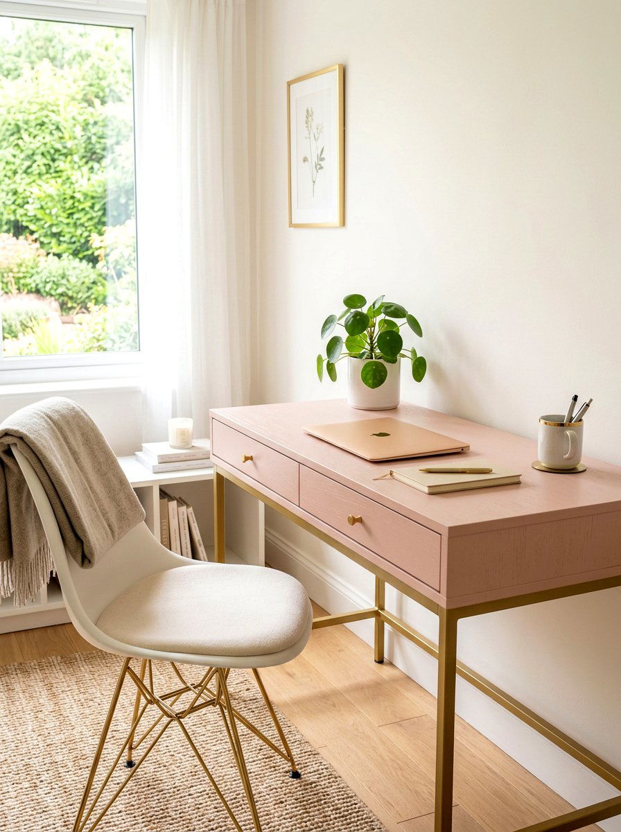 Blush Pink Desk - 25 Spring Chalk Paint Furniture Ideas