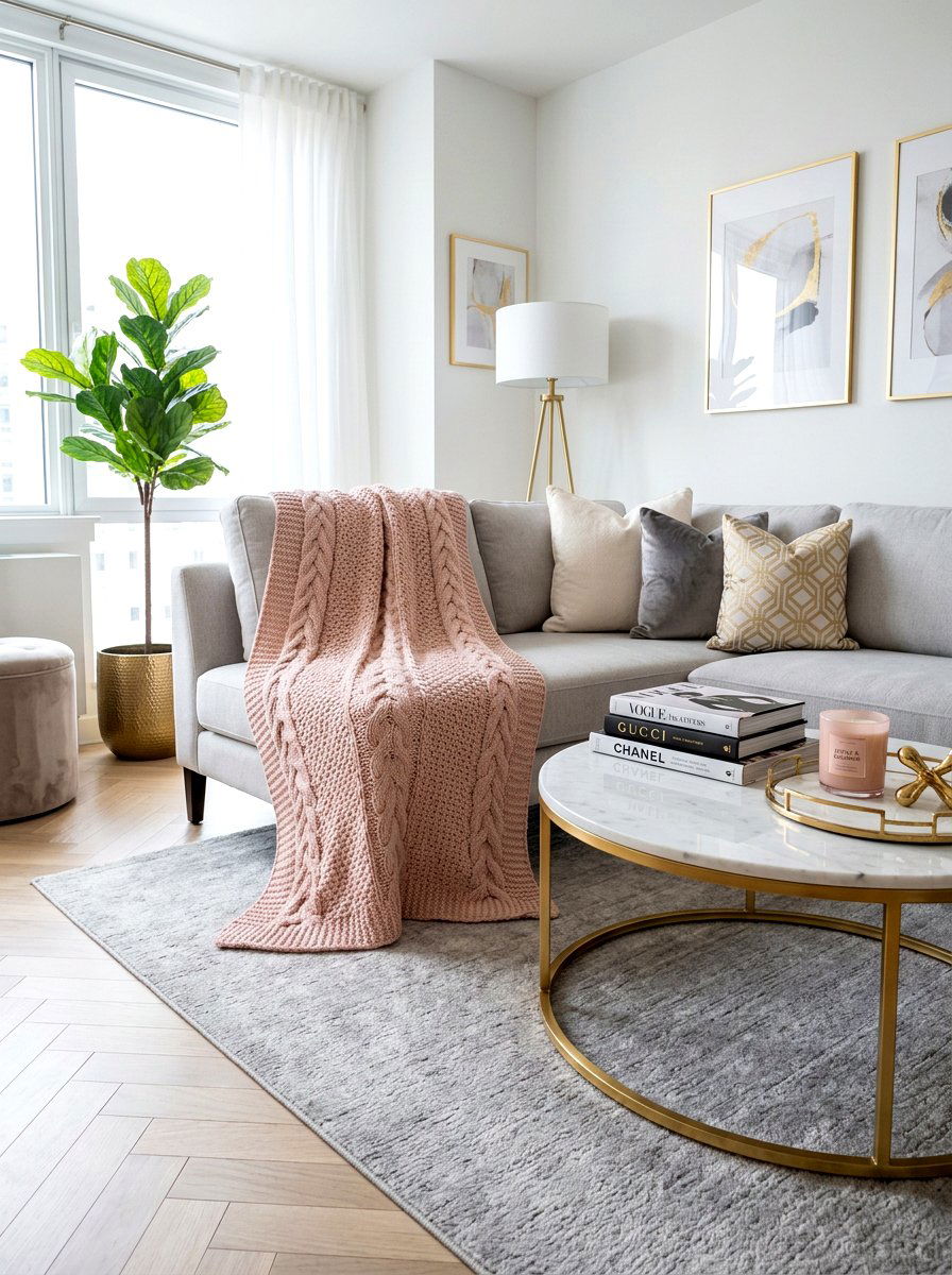 Blush Pink Knit Throw - 25 Spring Knit Throw Ideas