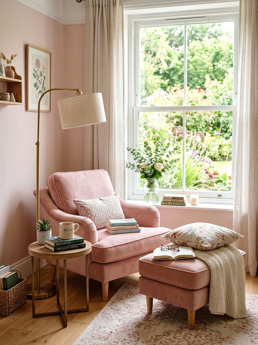 Blush Reading Nook - 25 Spring Blush Pink Decor Ideas
