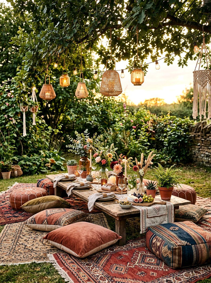 Bohemian Backyard Picnic - 25 Spring Dinner Party Decor Ideas