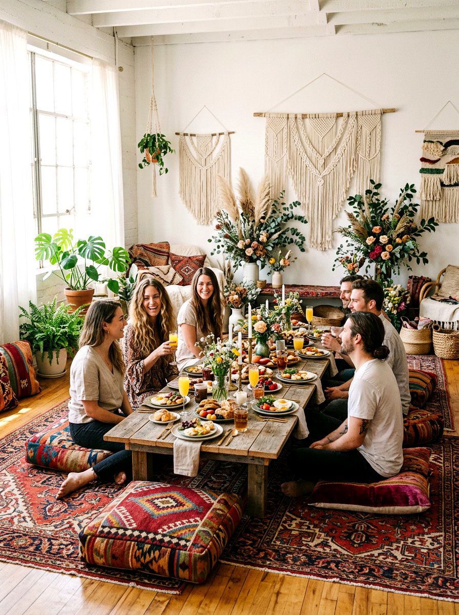 Bohemian Brunch Theme - 25 Spring Champagne Brunch Ideas