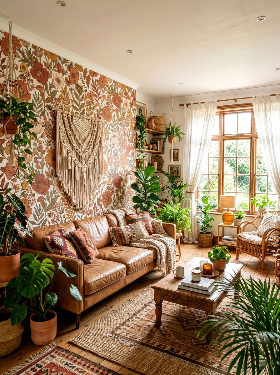 Bohemian Floral Mural - 25 Spring Floral Wallpaper Ideas