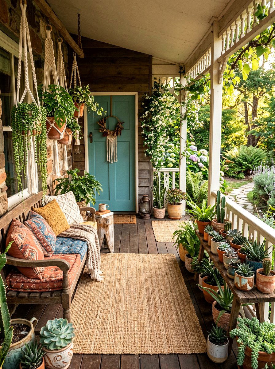 Bohemian Front Porch - 25 Spring Front Porch Decor Ideas