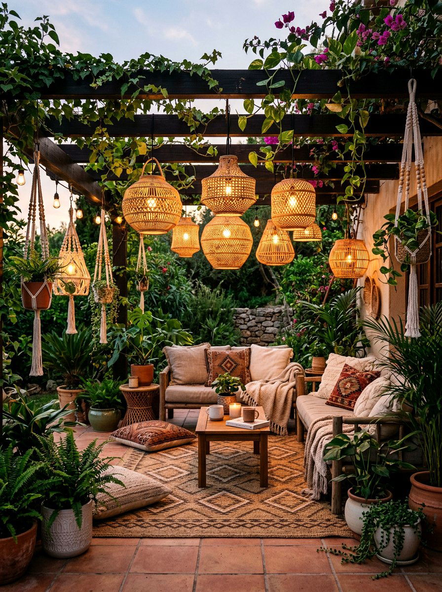 Bohemian Rattan Lanterns - 25 Spring Outdoor Lantern Ideas