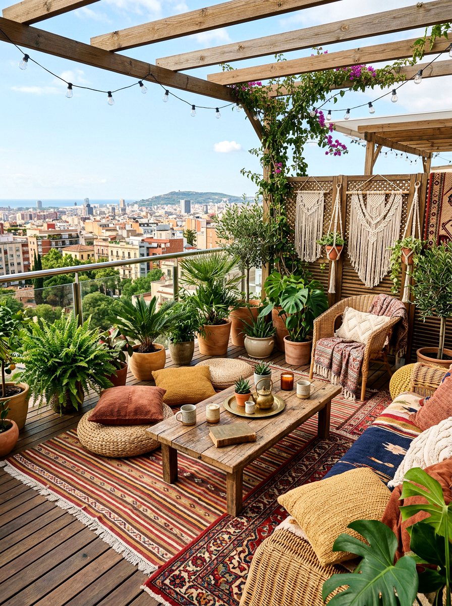 Bohemian Rooftop Lounge - 25 Spring Rooftop Decor Ideas