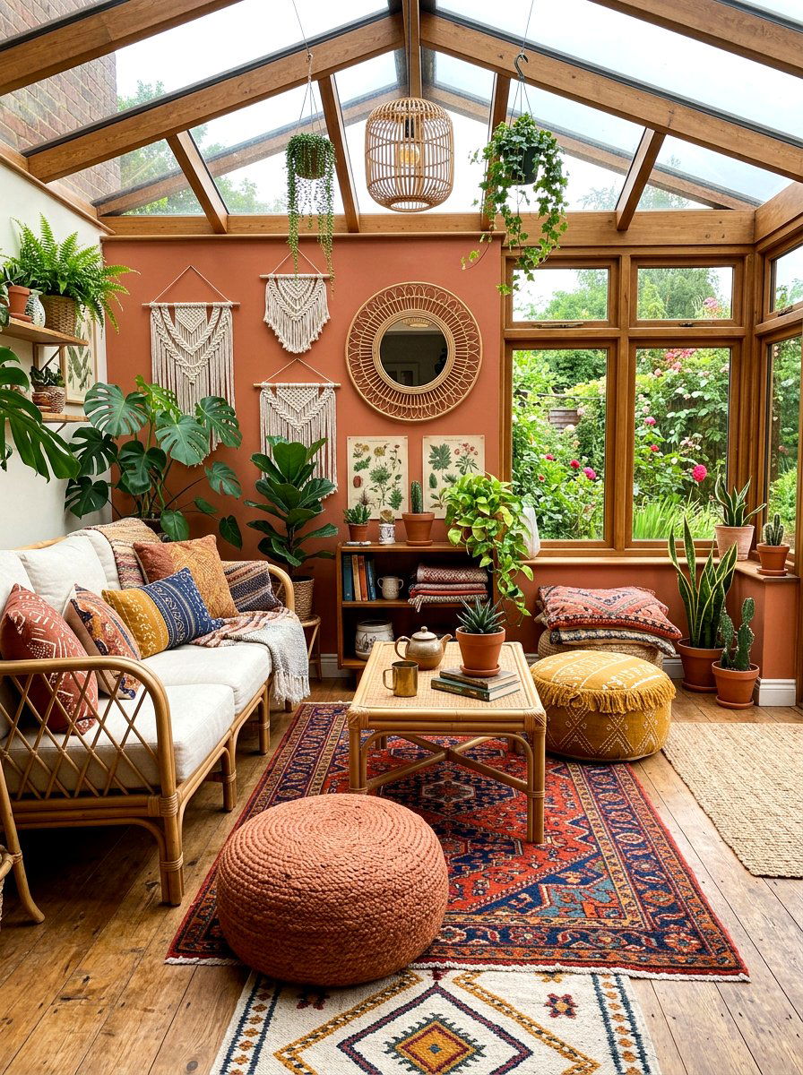Bohemian Sunroom - 25 Spring Sunroom Spring Decor Ideas