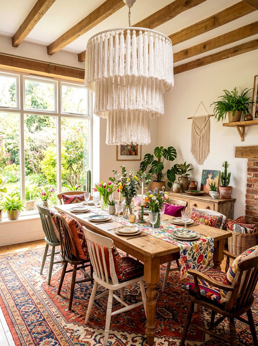 Bohemian Tassel Chandelier - 25 Spring Dining Room Chandelier Ideas