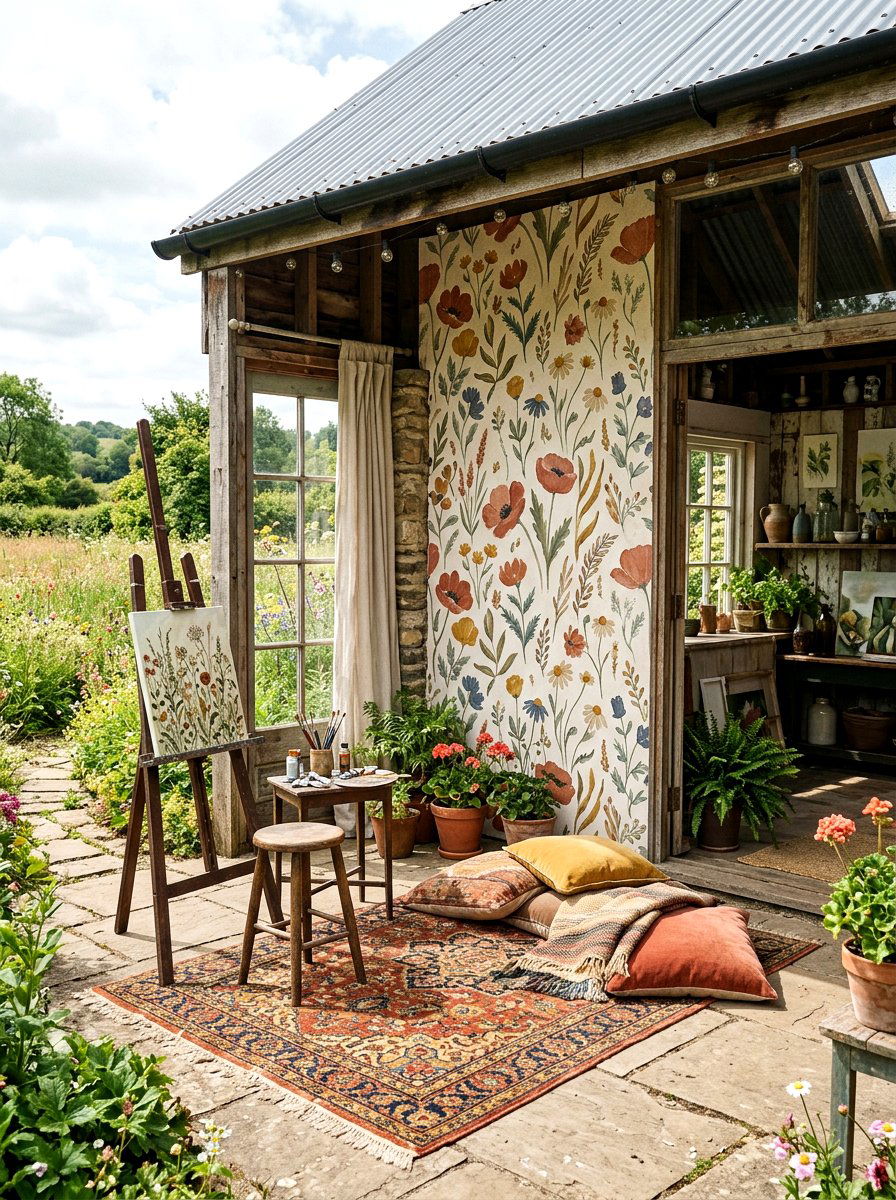 Bohemian Wildflower Wallpaper - 25 Spring Peel and Stick Wallpaper Ideas