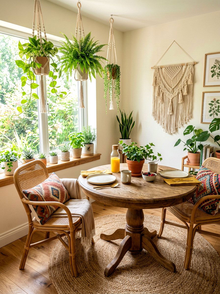 Boho Breakfast Nook Greenery - 25 Spring Breakfast Nook Decor Ideas
