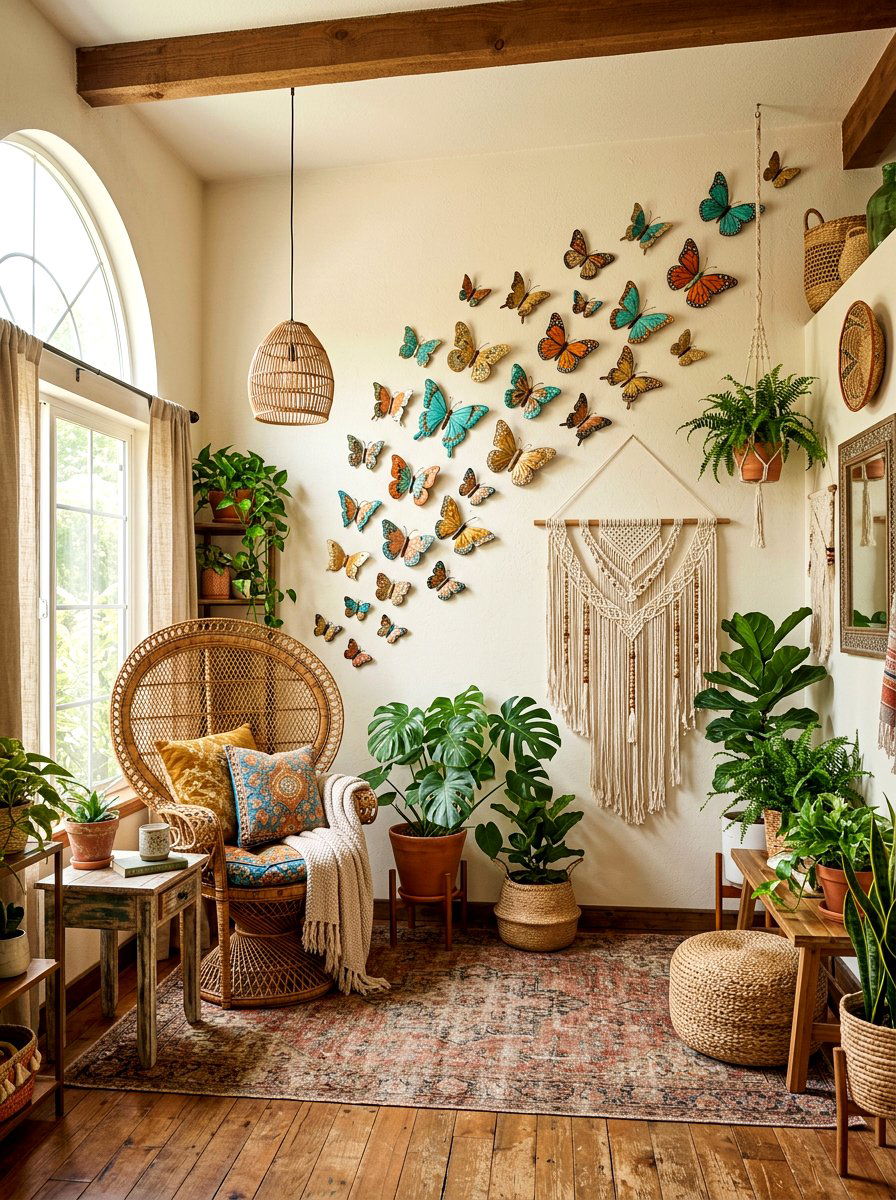 Boho Butterfly Wall Art - 25 Spring Free Printable Decor Ideas