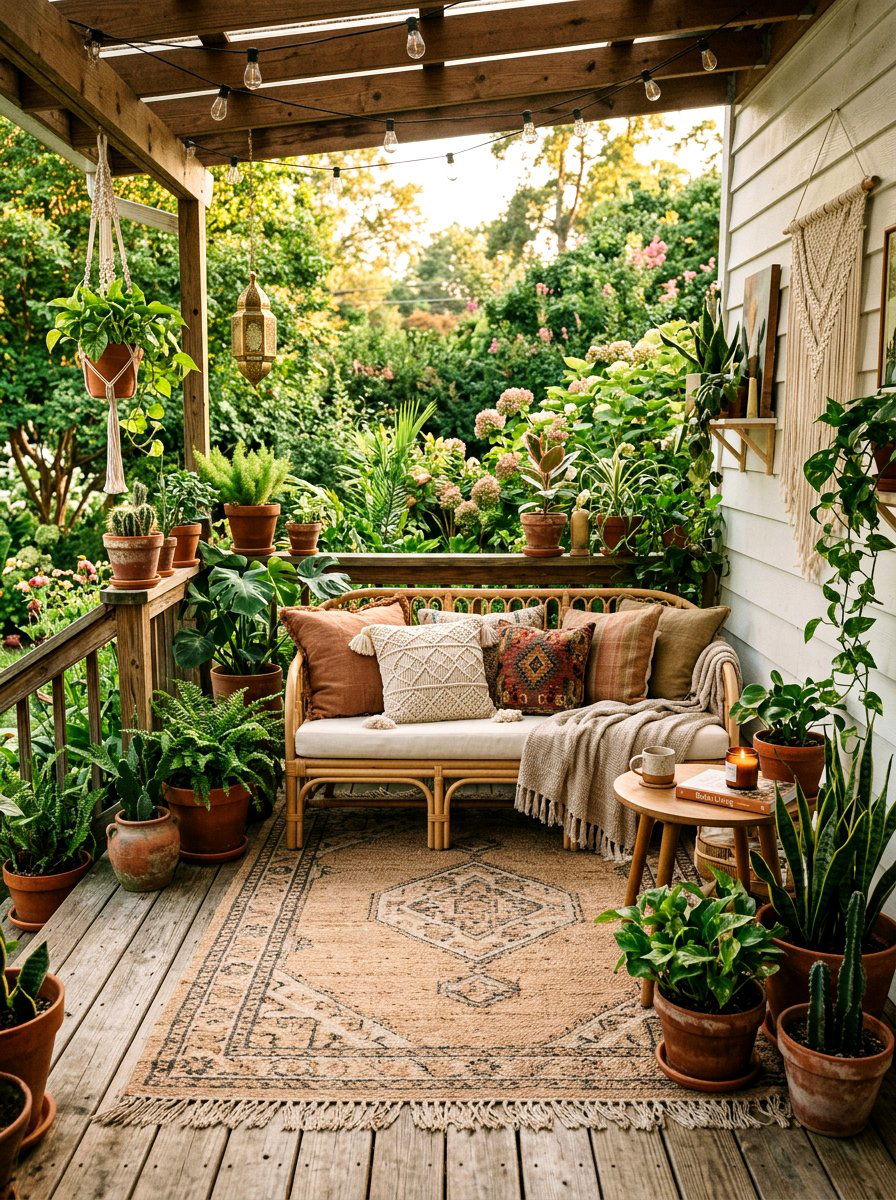 Boho Chic Porch Seating - 25 Porch Spring Decor Ideas