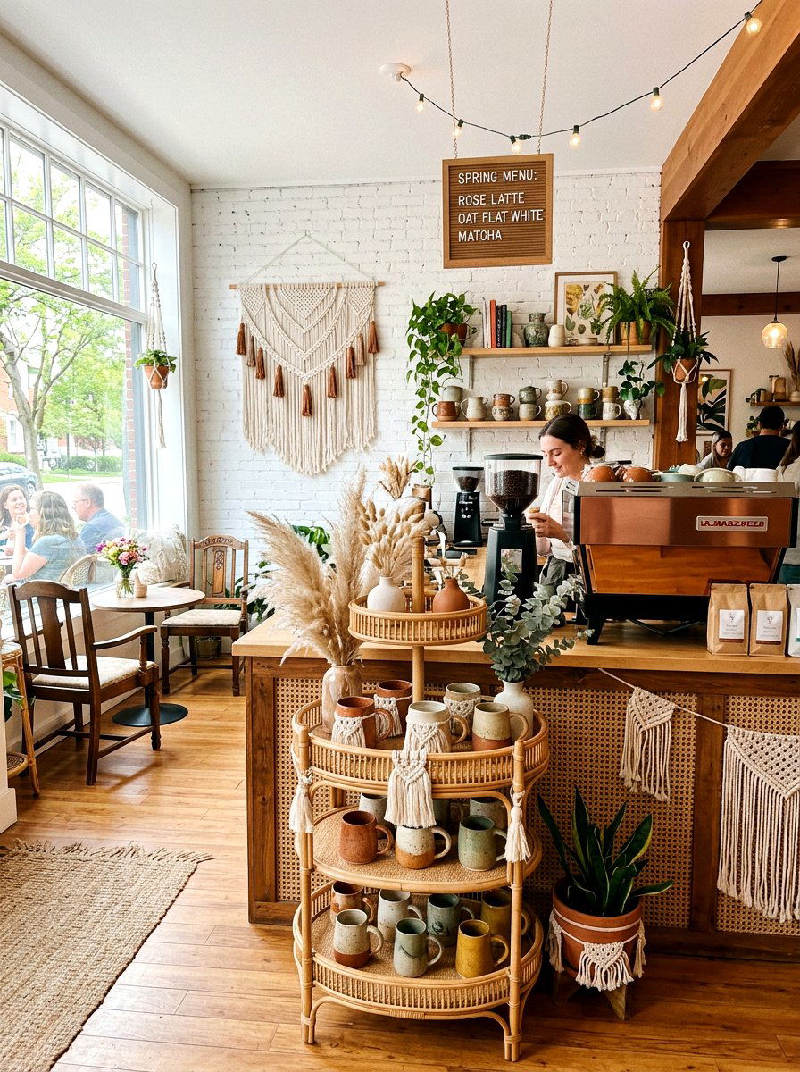 Boho Coffee Bar - 25 Spring Coffee Bar Tiered Tray Ideas