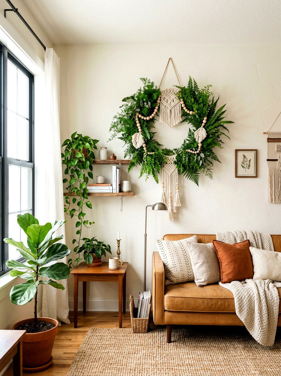 Boho Fern Wreath - 25 Spring Fern Wreath Ideas