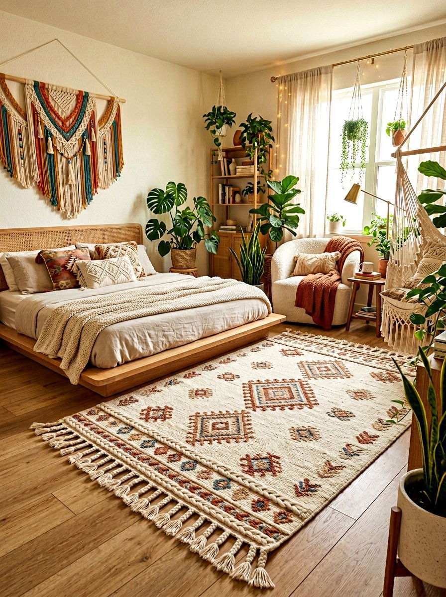 Boho Fringe Cream Rug - 25 Spring Bedroom Rug Ideas